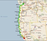 bicycling the Pacific Coast, biking and camping map